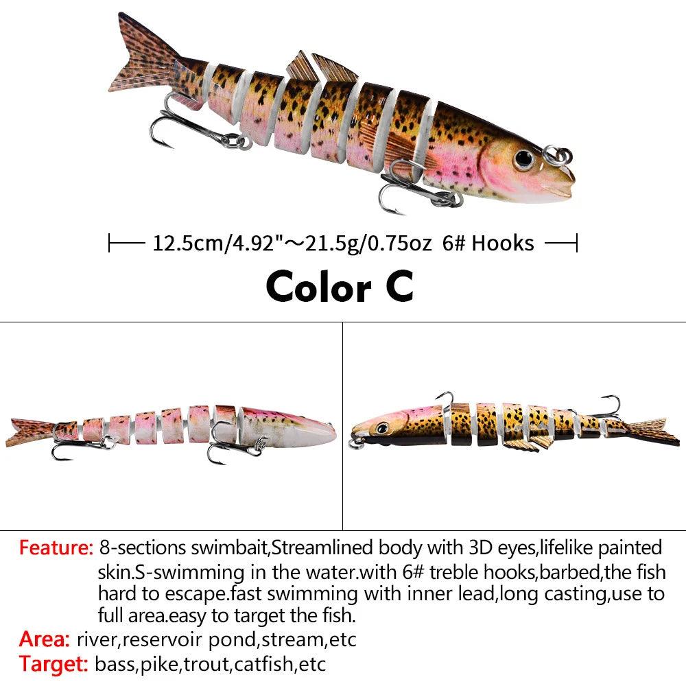 DHYJSFDC Fishing Wobbler Lifelike 8 Segment Swimbait Crankbait Hard Bait Slow 12.5cm 21.5g Isca Artificial Lures Fishing Tackle – Image 9