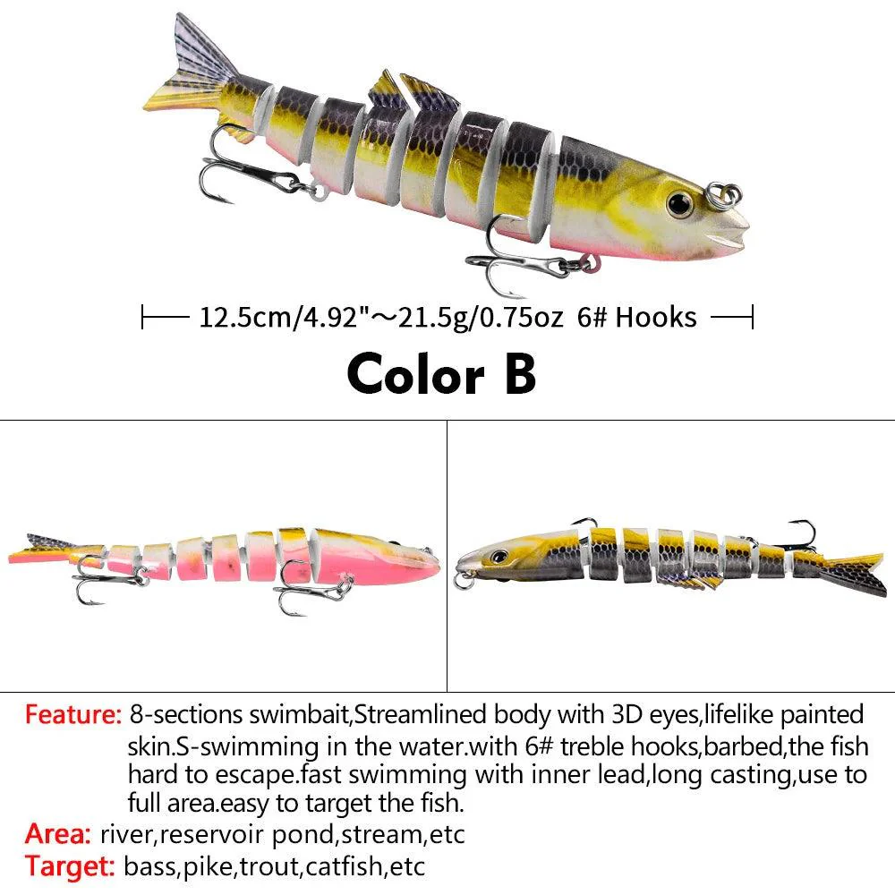 DHYJSFDC Fishing Wobbler Lifelike 8 Segment Swimbait Crankbait Hard Bait Slow 12.5cm 21.5g Isca Artificial Lures Fishing Tackle – Image 8
